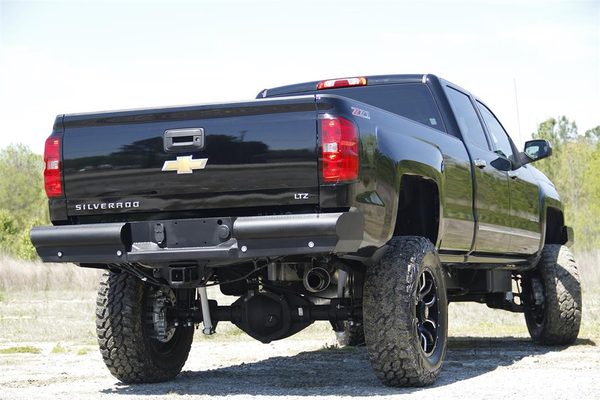 Fab Fours Black Steel Elite Rear Bumpers For 1999-2006 Chevrolet/GMC Silverado/Sierra 2500/3500 & 2007 Classic - CH99-U1250-1